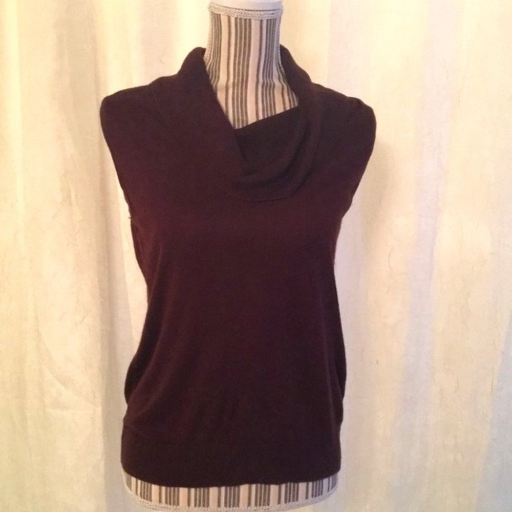 100% silk chocolate brown cowlneck sweater